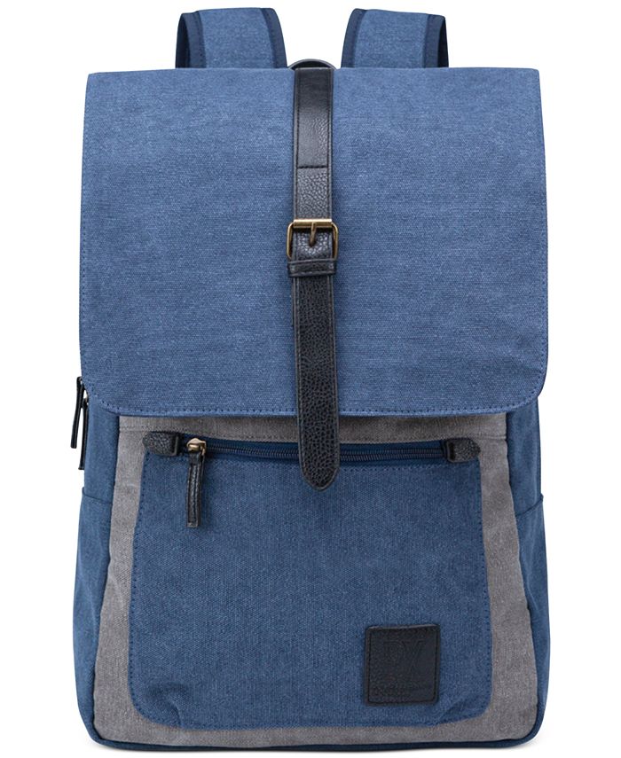 PX Men's Lincoln Two Tone Canvas Backpack Blue Size Regular