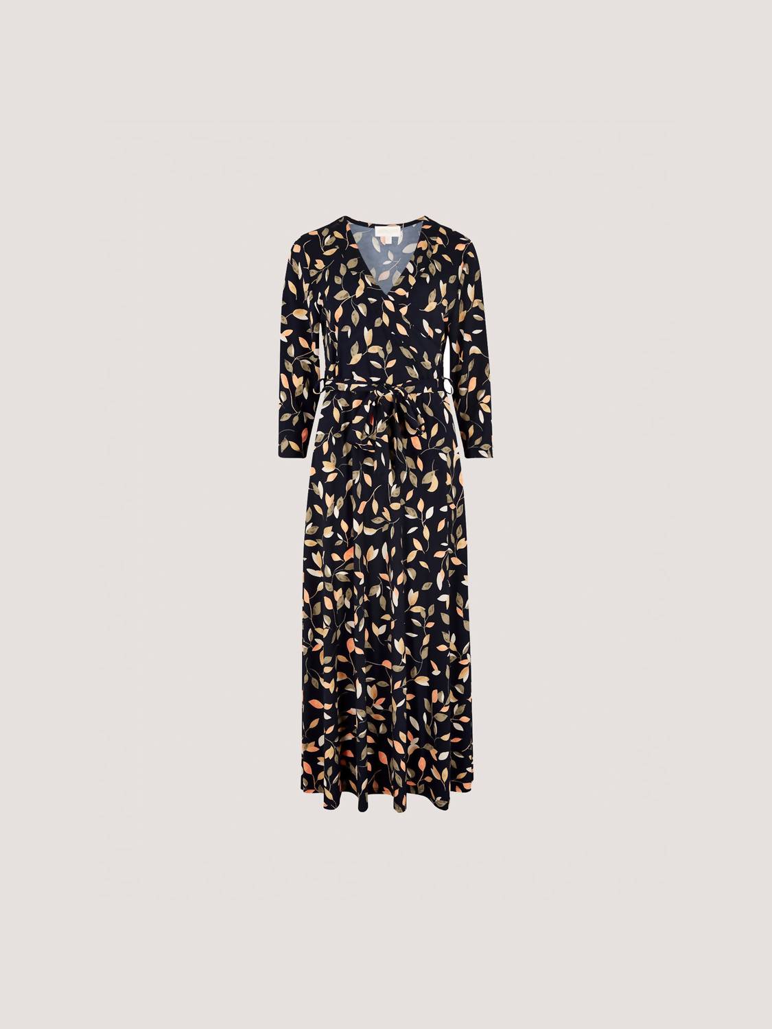Apricot - Leaf Print Wrap Maxi Dress