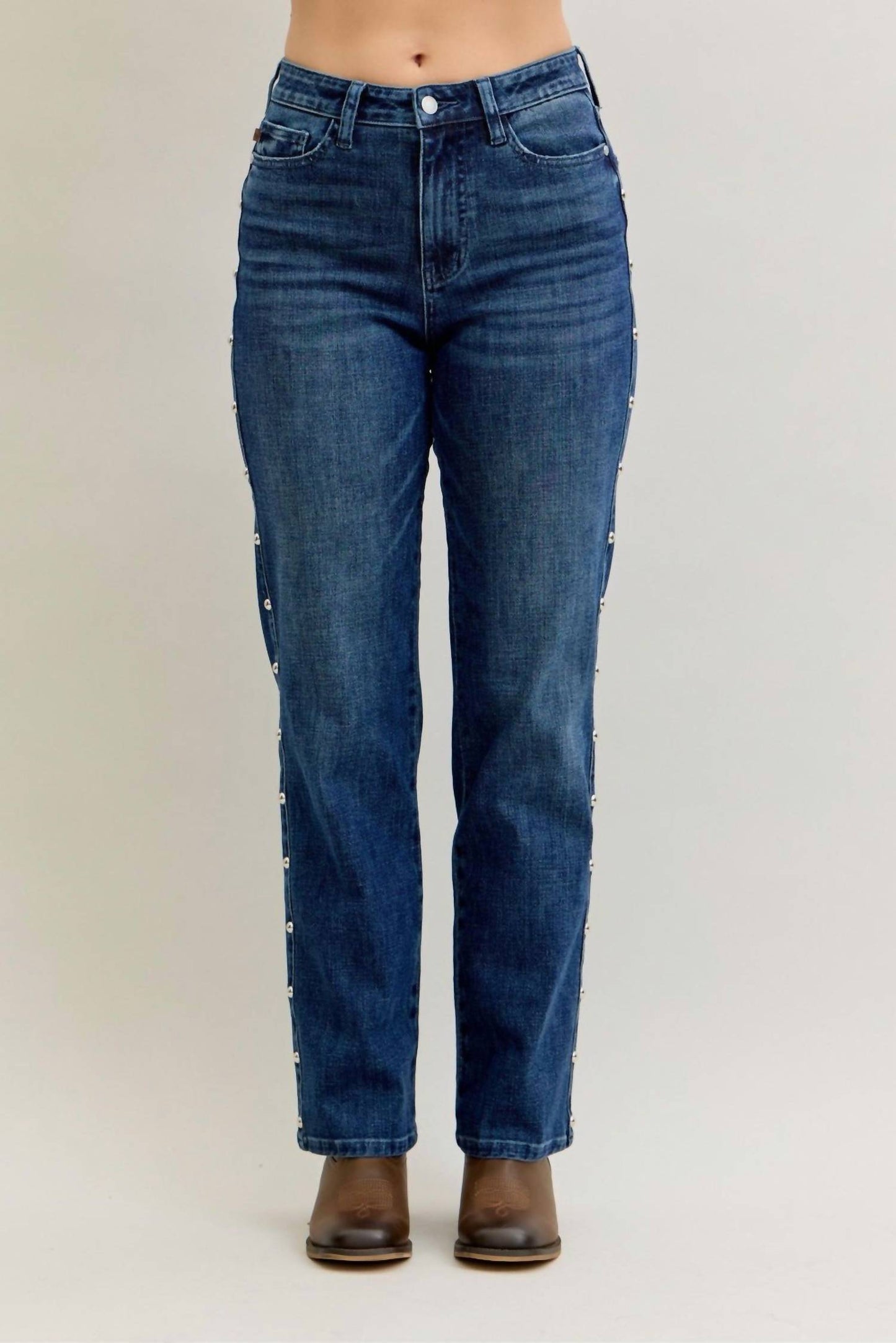 Judy Blue - High Waist Straight Studded Jeans