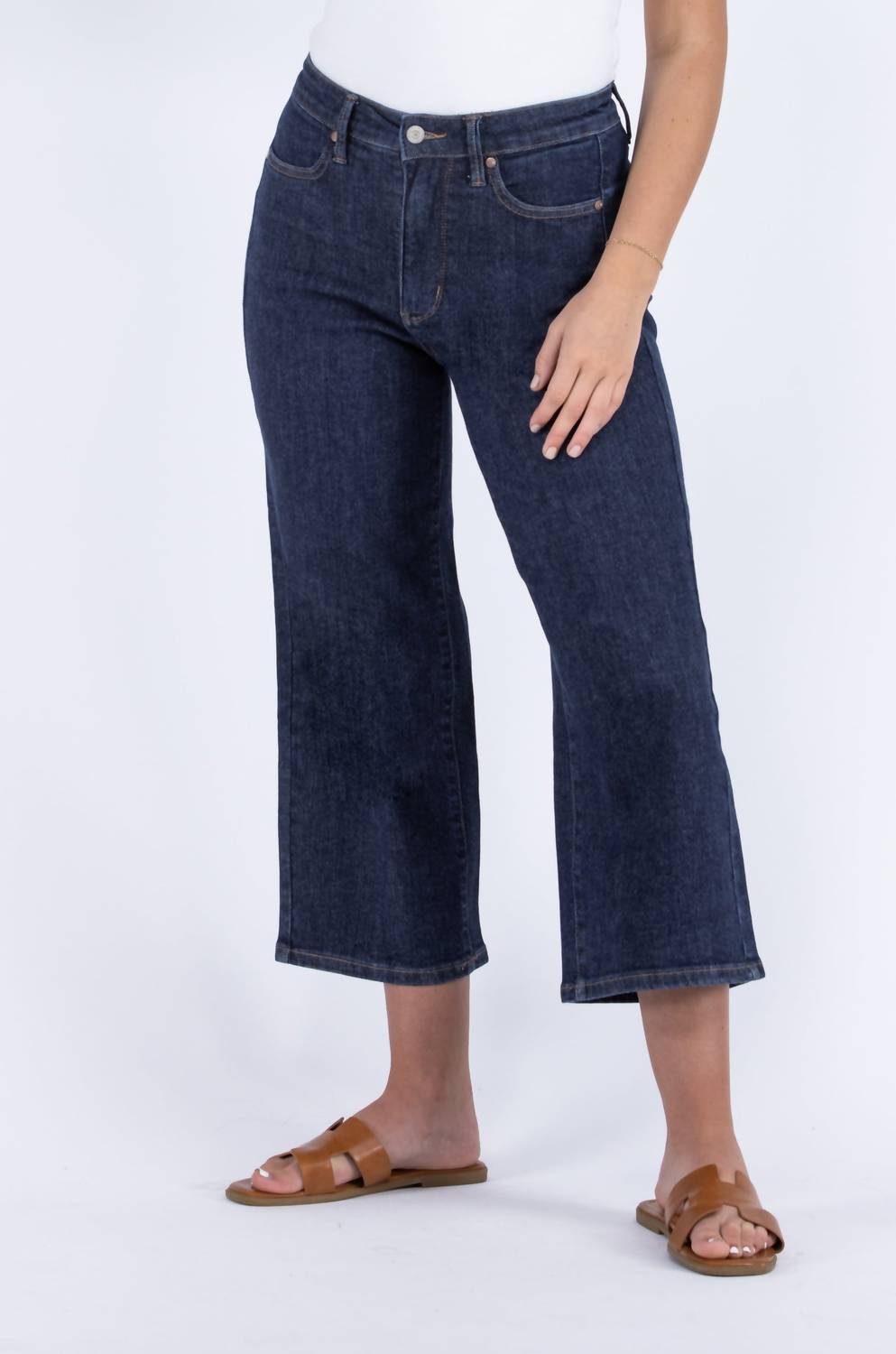 Judy Blue - Vintage Blues High-rise Tummy Control Crop Wide Leg Jeans