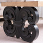 Black Scroll Base Coffee Table – 47" Rectangular Wood Living Room Table