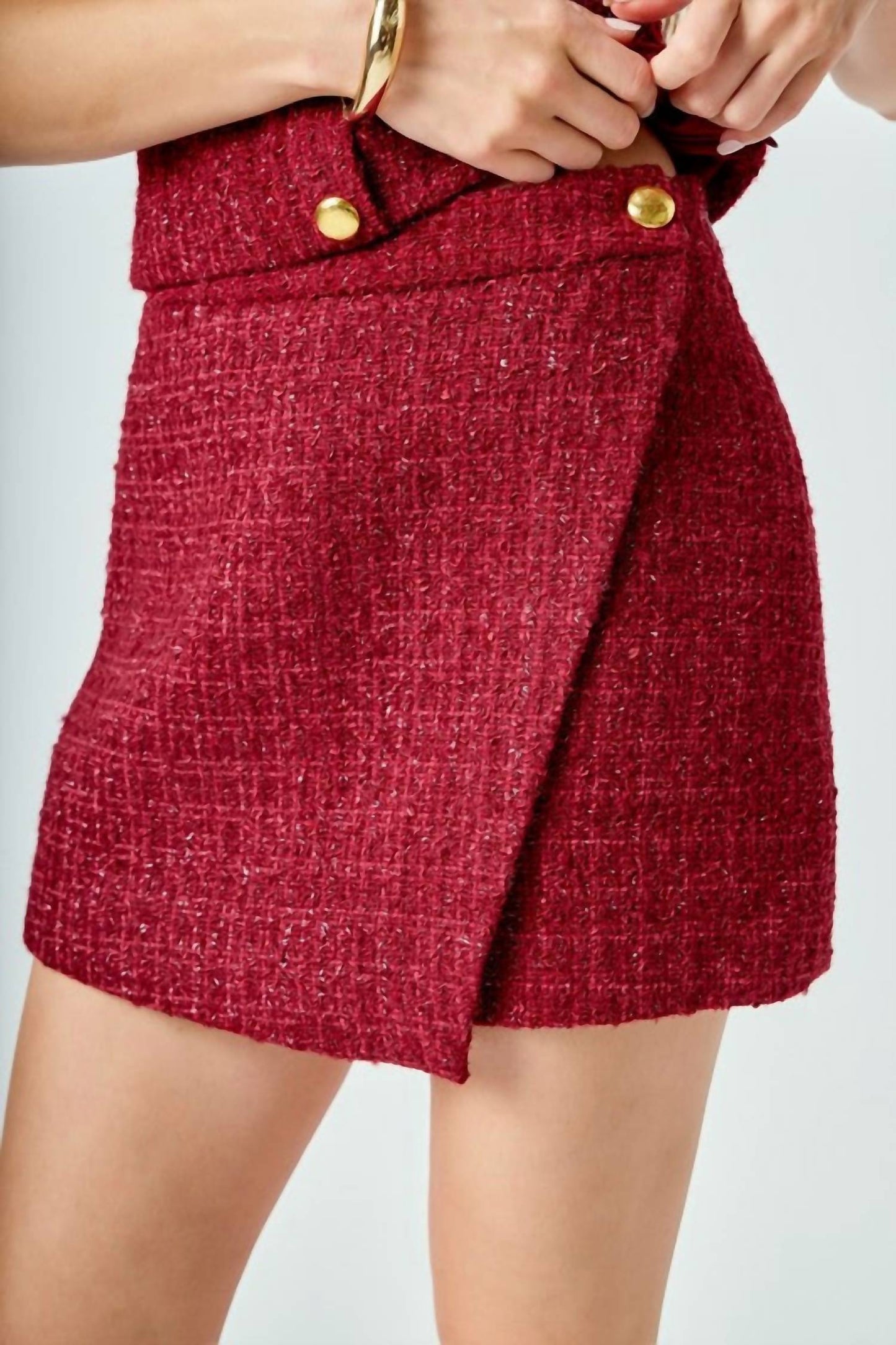 2.7 August Apparel - Holiday Chateau Tweed Mini Skirt