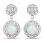 2.27 Carat Genuine Ethiopian Opal and White Diamond .925 Sterling Silver Earrings
