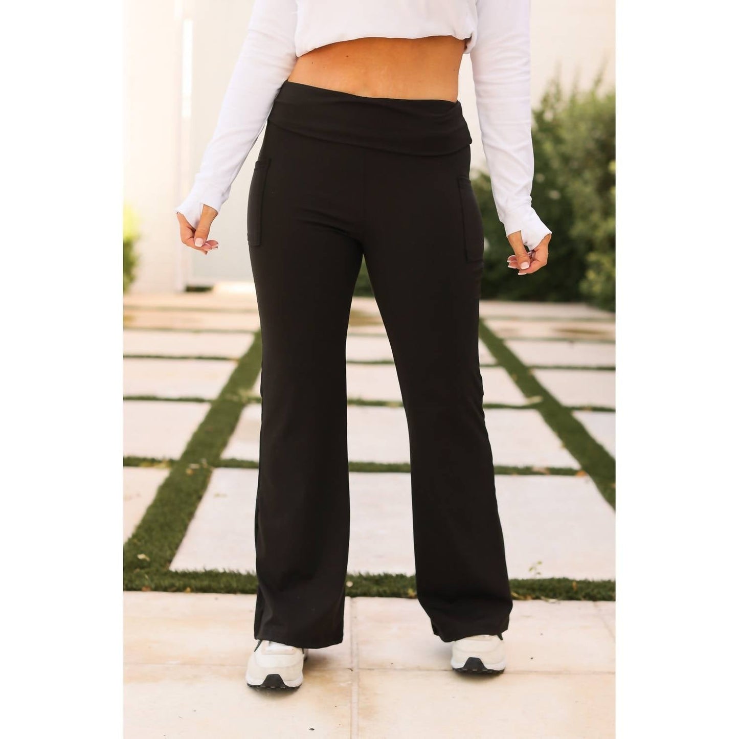 Julia Rose - Deluxe Paige Fold Over Tummy Control Yoga Leggings