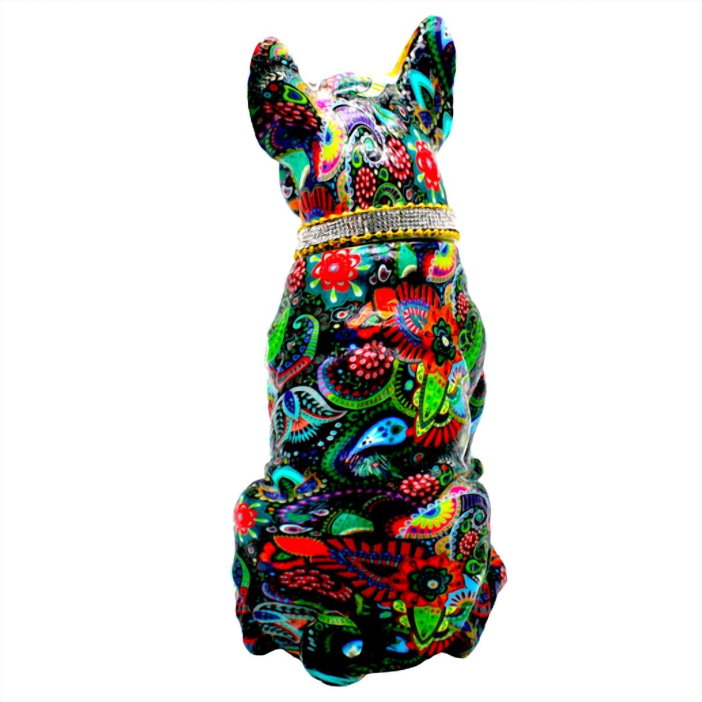 Interior Illusions - Painted Standing Flower French Bulldog w/Necklace - 11" tall - Interior Illusions Plus