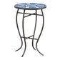 Outdoor Round Side Table With Mosaic Style Top And Curved Iron Legs - Blue / Matte Black