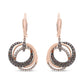 14K Rose Gold 1.00 Cttw White and Brown Diamond Intertwining Hoops and Circle Dangle Earrings (H-I/Brown Color, SI1-SI2 Clarity)