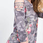 12Pm By Mon Ami - Floral Cold Shoulder 3/4 Sleeve Top