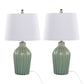 Rockwell 23" Contemporary Ceramic Table Lamps in Sage - Set of 2