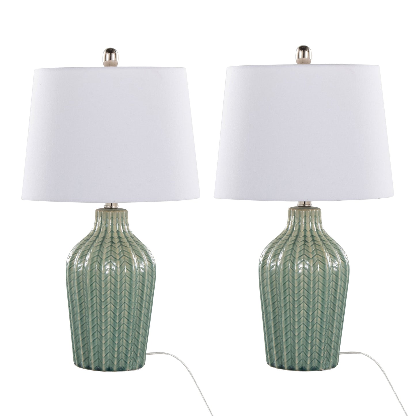 Rockwell 23" Contemporary Ceramic Table Lamps in Sage - Set of 2