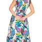 Style Usa - Leaf Print Collared Midi Dress