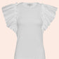2.7 August Apparel - White Poplin Flutter Sleeve Top