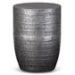 Johnsen 15 Inch Wide Tribal Pattern Metal Accent Table in Antique Silver
