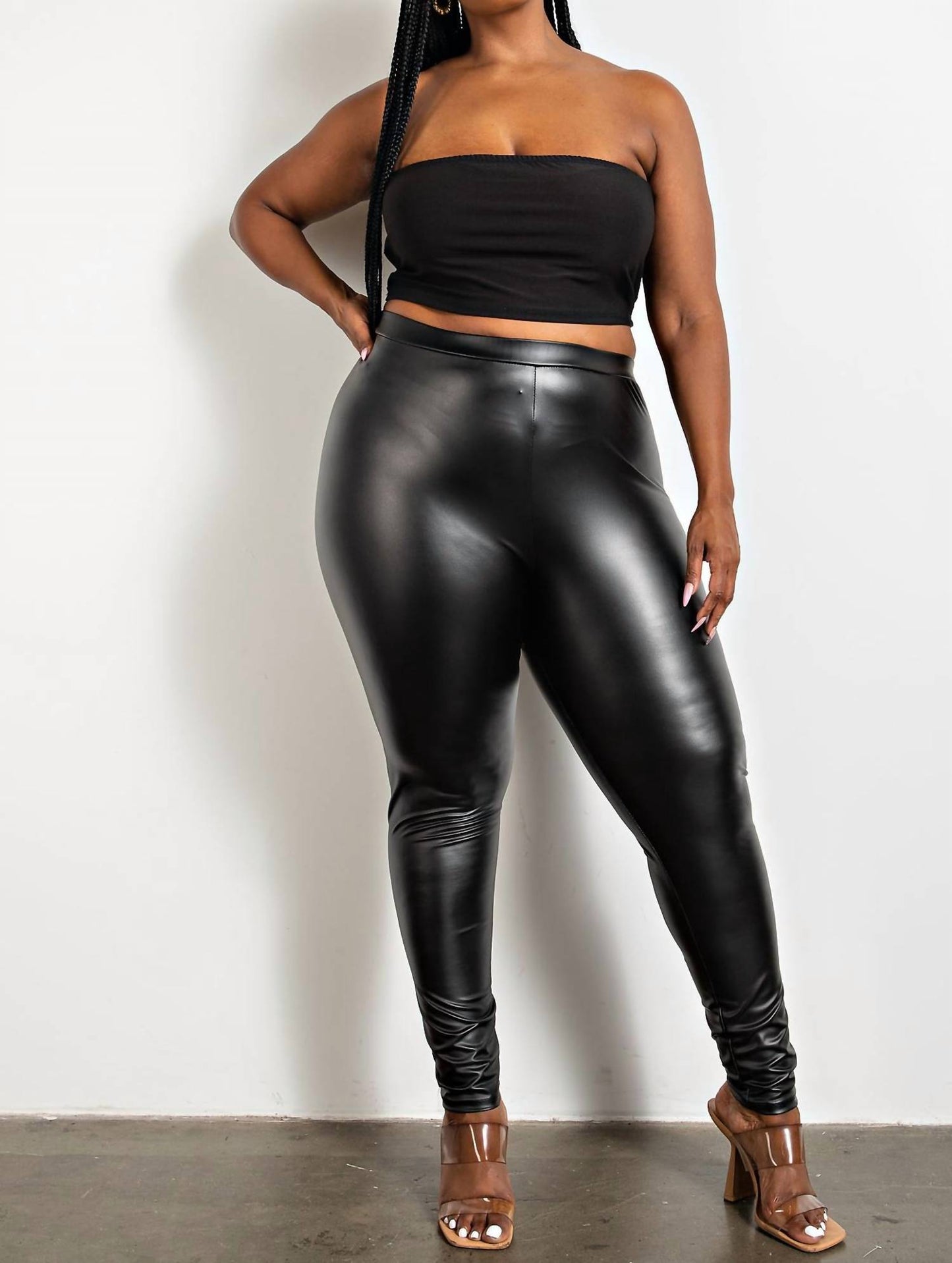 The Curve La - Plus Size Faux Leather High Rise Leggings