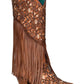 Corral - Women's Overlay White Embroidery Lamb Fringe Snip Toe Cowboy Boot