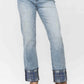 Judy Blue - Vintage Plaid Cuff Straight Leg Jean