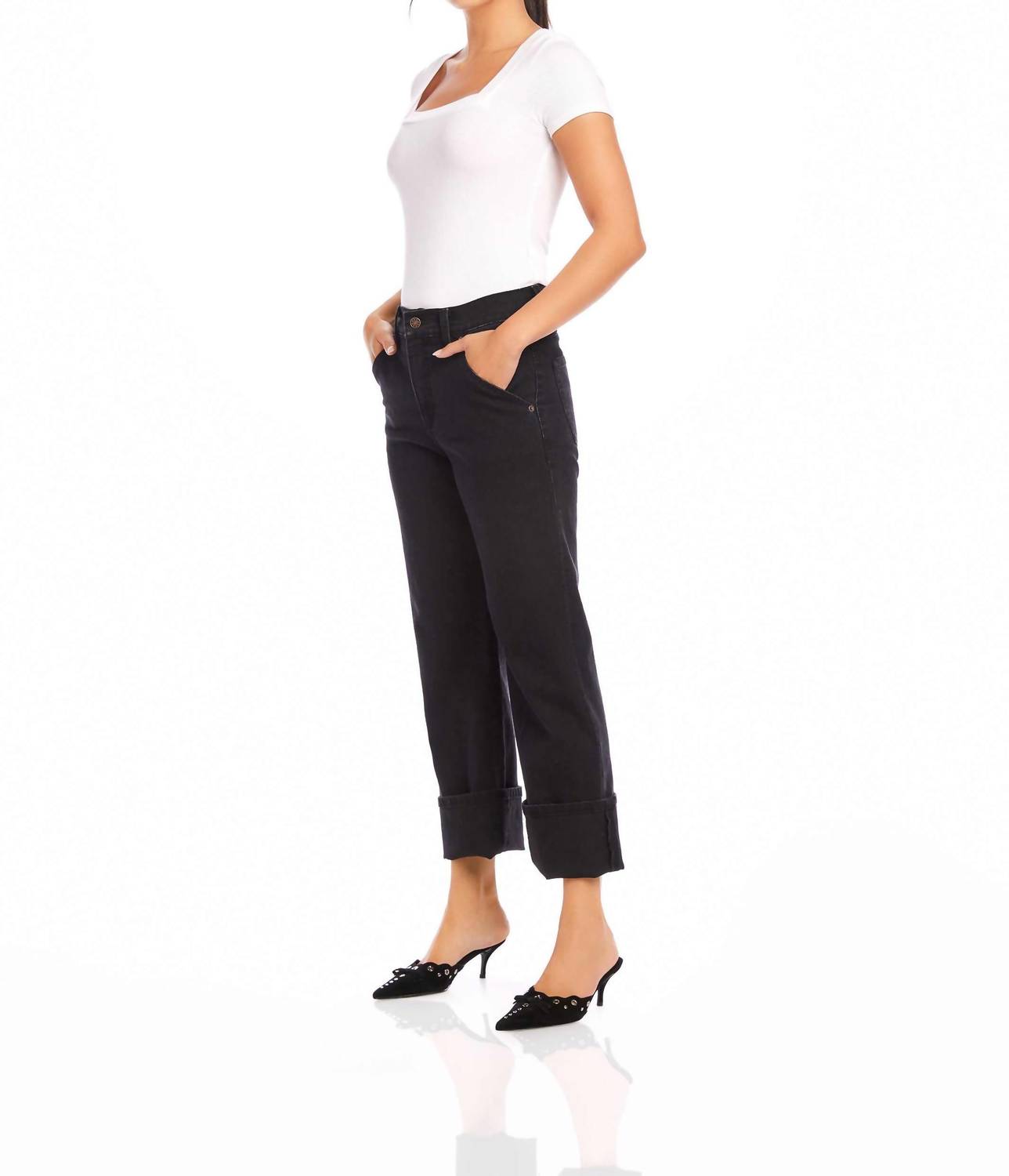 Fifteen Twenty - Clara Cuffed Straight Leg Jeans