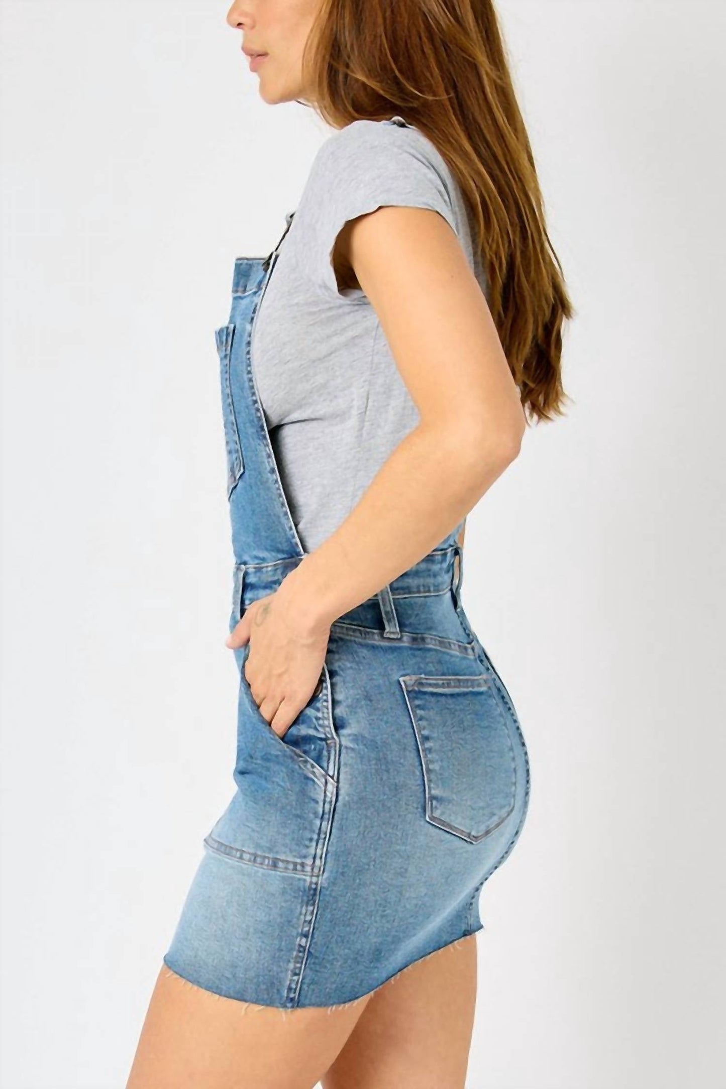 Judy Blue - Women's Raw Hem Overall Skirt