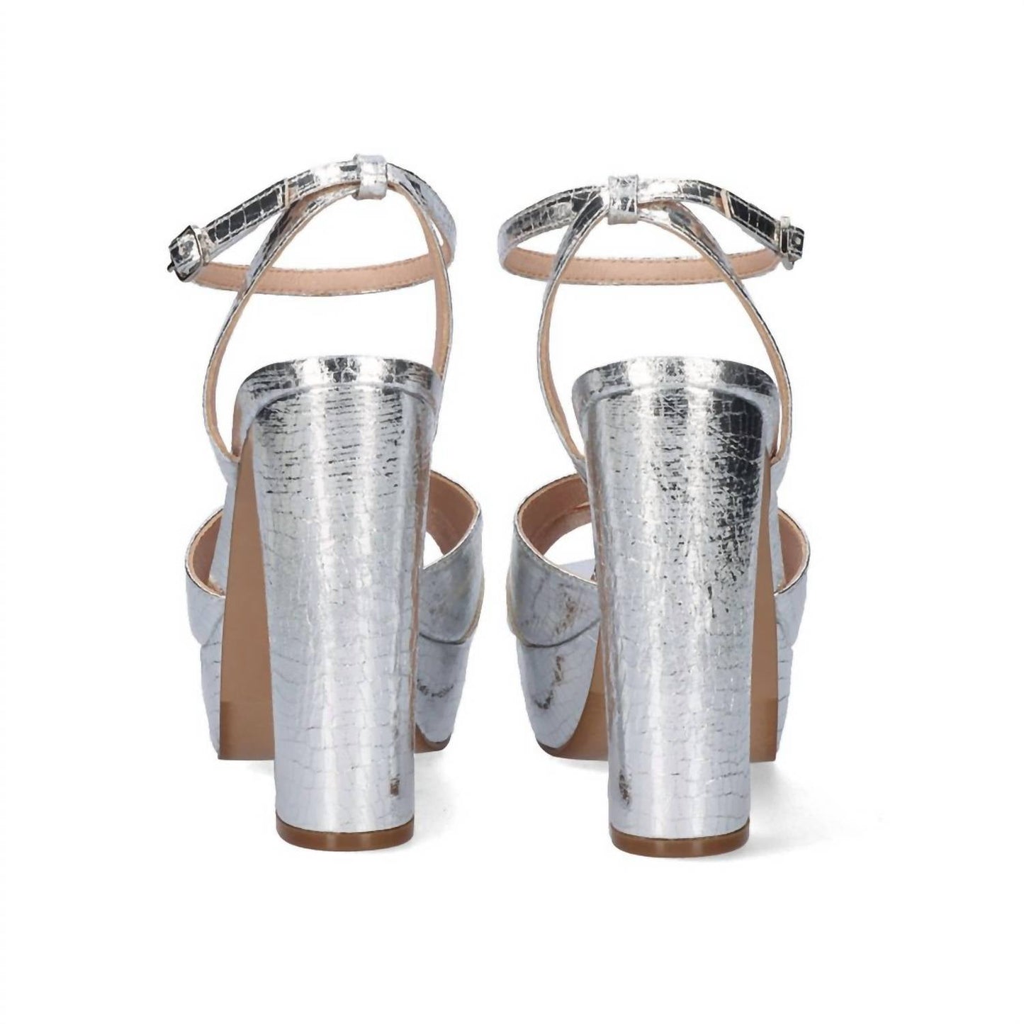 Exe - Women's Judy Faux Snake Skin Metallic Platform Heels