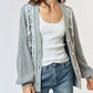 Lalavon - Heart Embroidery Button Down Cardigan