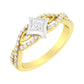10K Two Tone Color 2/3 Cttw Diamond Kite and Twist Shank Ring (H-I Color,SI2-I1 Clarity)