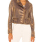 Free People - Snakeskin Fenix Faux Suede Leather Moto Jacket