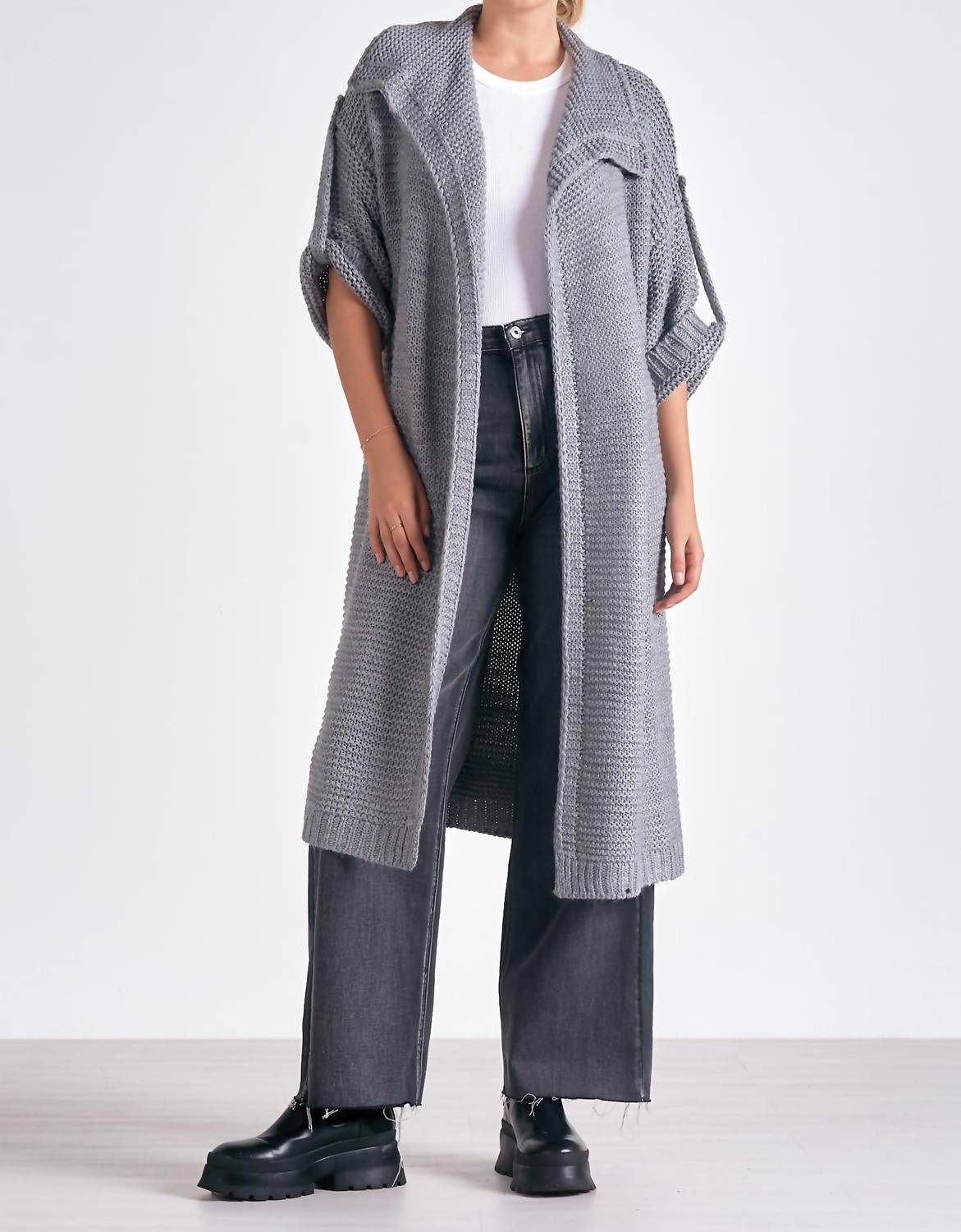 Elan - 3/4 Sleeve Cozy Cardigan Sweater