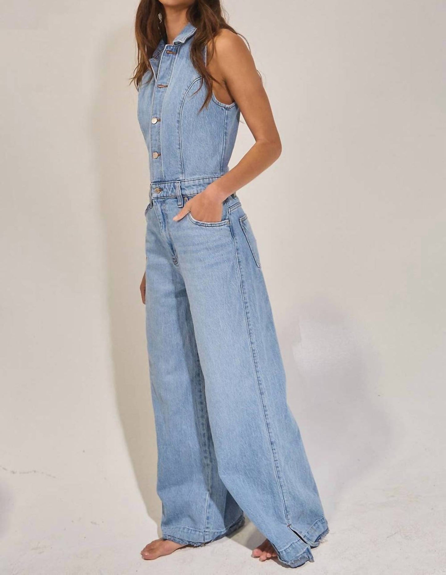 Bucketlist - Collared Wide Leg Jumpsuit