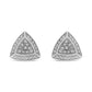 .925 Sterling Silver Diamond-Accented Trillion Shaped 4-Stone Halo-Style Stud Earrings (H-I Color, I2-I3 Clarity)