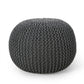 Bordeaux Knitted Cotton Round Pouf - Versatile Ottoman and Floor Cushion