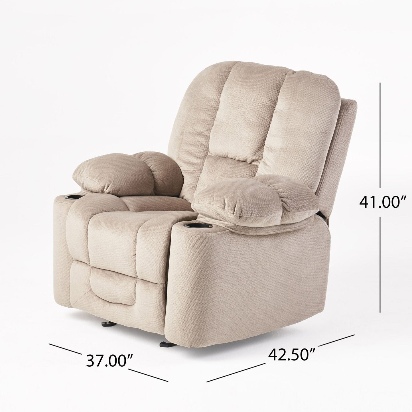 Luxurious Manual Recliner Chair with Skin-Friendly Fabric and Dual Cup Holders