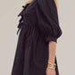 Entro - Puff Sleeve Tie Front Dress