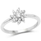 0.18 Carat Genuine White Diamond 14K White Gold Ring (E-F-G Color, SI Clarity)
