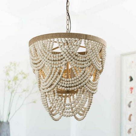 Bohemia 4Light Offwhite Distressed Beaded Pendant Chandelier