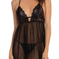 Women's In Bloom By Jonquil Heartbreaker Babydoll Chemise, Size Small - Black