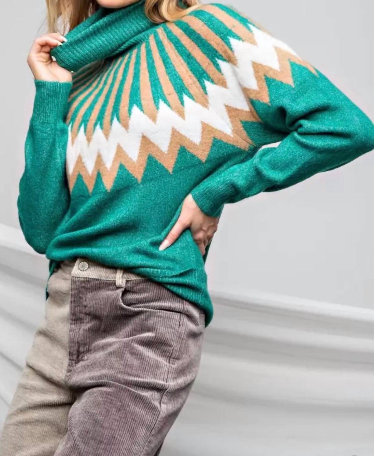 143 Story - Geometric Ethnic Sweater (plus Size)