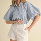 &Merci - Count On Me Bubble Sleeve Button Down