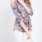 12Pm By Mon Ami - Floral Cold Shoulder 3/4 Sleeve Top
