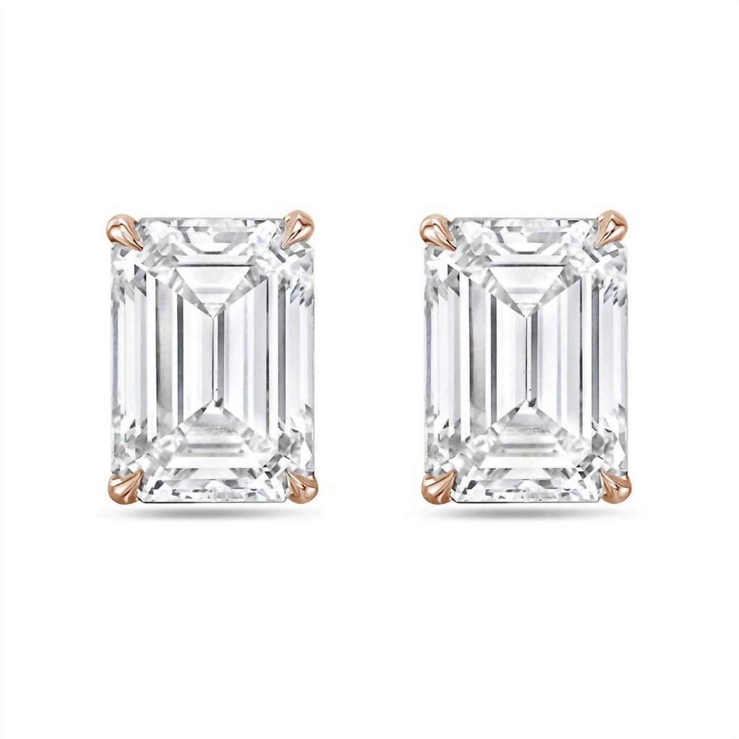 Diana M Jewels - 5.00 Cts Lab Grown Emerald Cut Stud Earrings