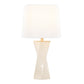Curvo Square 27" Ceramic Table Lamp in Cream Ceramic, Gold Metal, and White Linen