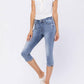 Judy Blue - Mid Rise Lite Wash Destroyed Skinny Fit Capri