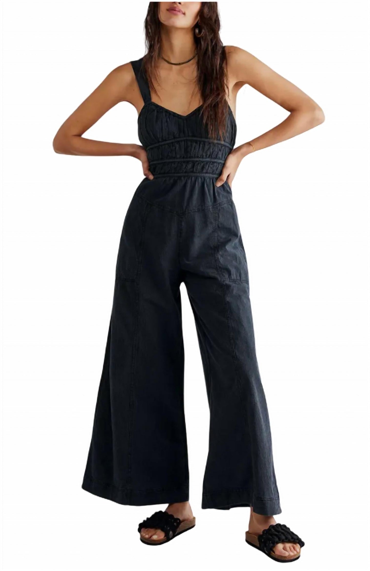 Free People - After All Ruched Wide Leg Jumpsuit