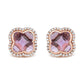 18K Rose Gold 3/8 Cttw Diamond and 11x11mm Clover-Cut Purple Amethyst Gemstone Clover Halo Stud Earrings (G-H Color, SI1-SI2 Clarity)