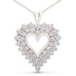 925 Sterling Silver 4.0 Cttw Diamond Two Row Open Heart 18" Pendant Necklace (I-J Color, I2-I3 Clarity)