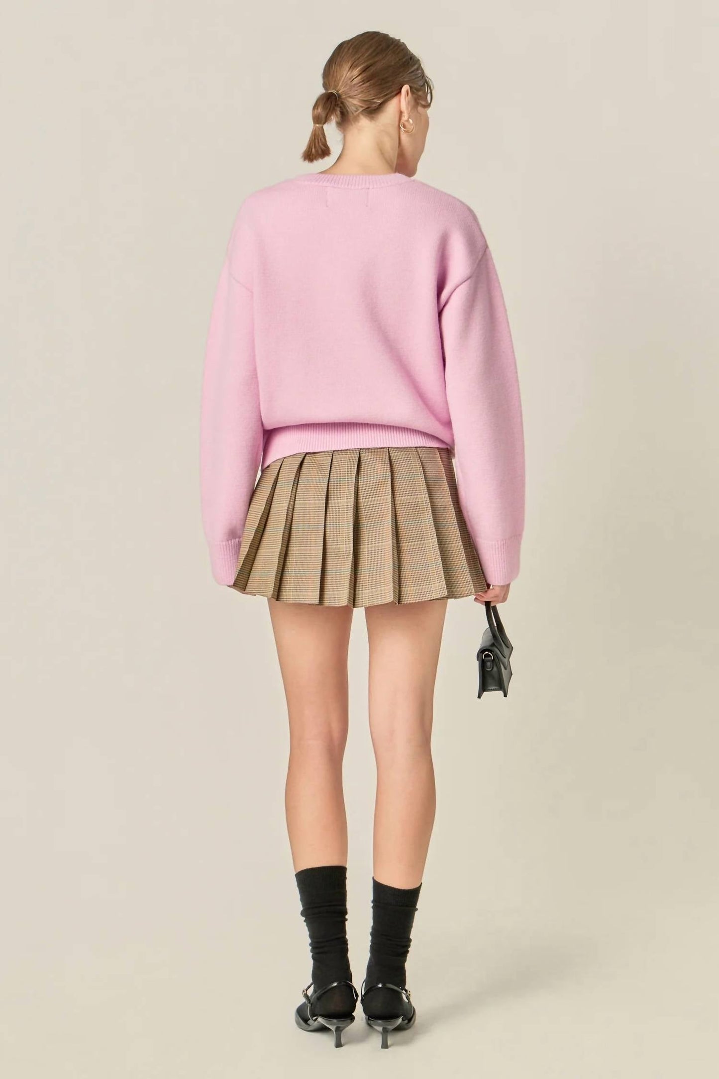 2.7 August Apparel - Bunny Rhinestone Bow Sweater