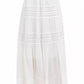 Adora - Cotton & Crochet Inset Elastic Waist Midi Skirt