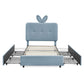 Twin Size Kids Upholstered Bed with Oversized Rabbit Ear Headboard