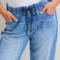 Judy Blue - High Waist Wilhelmina Elastic Waistband Drawstring & Side Panel Denim Jeans