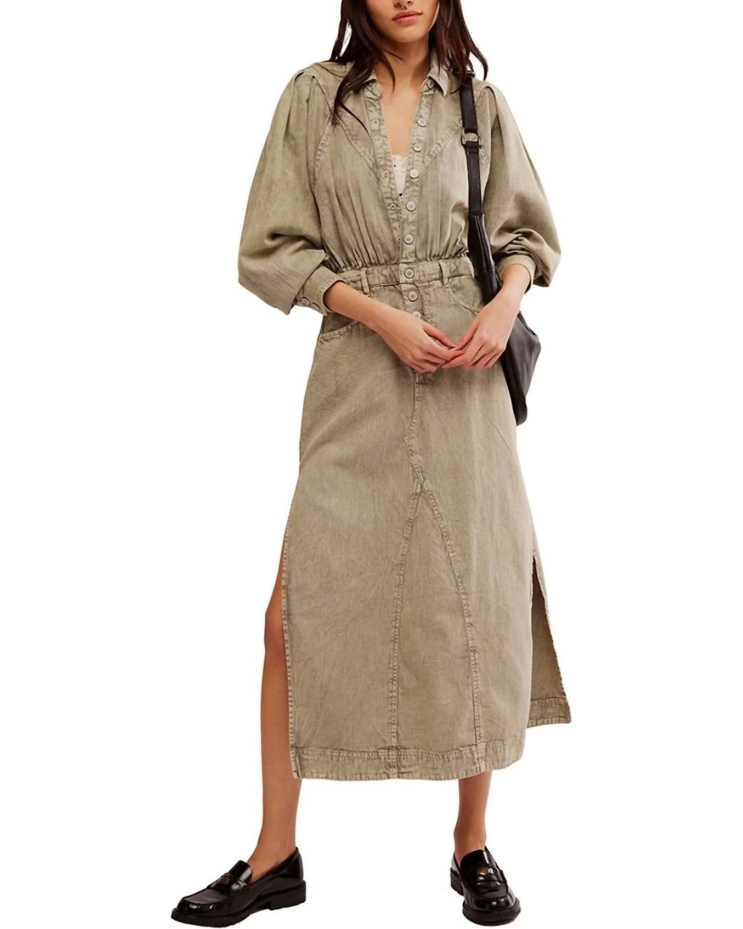 Free People - Mad Love Denim Midi Dress