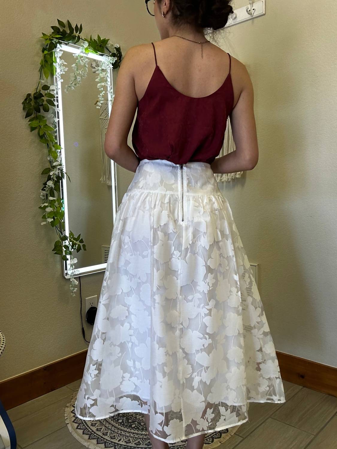 Blu Pepper - Floral Organza Midi Skirt
